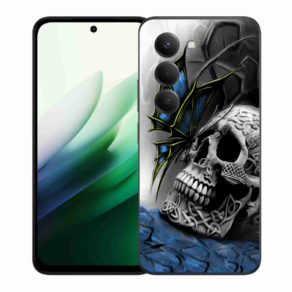 Gél borítás mmCase a Xiaomi Redmi 15 5G-hez - pillangó és koponya