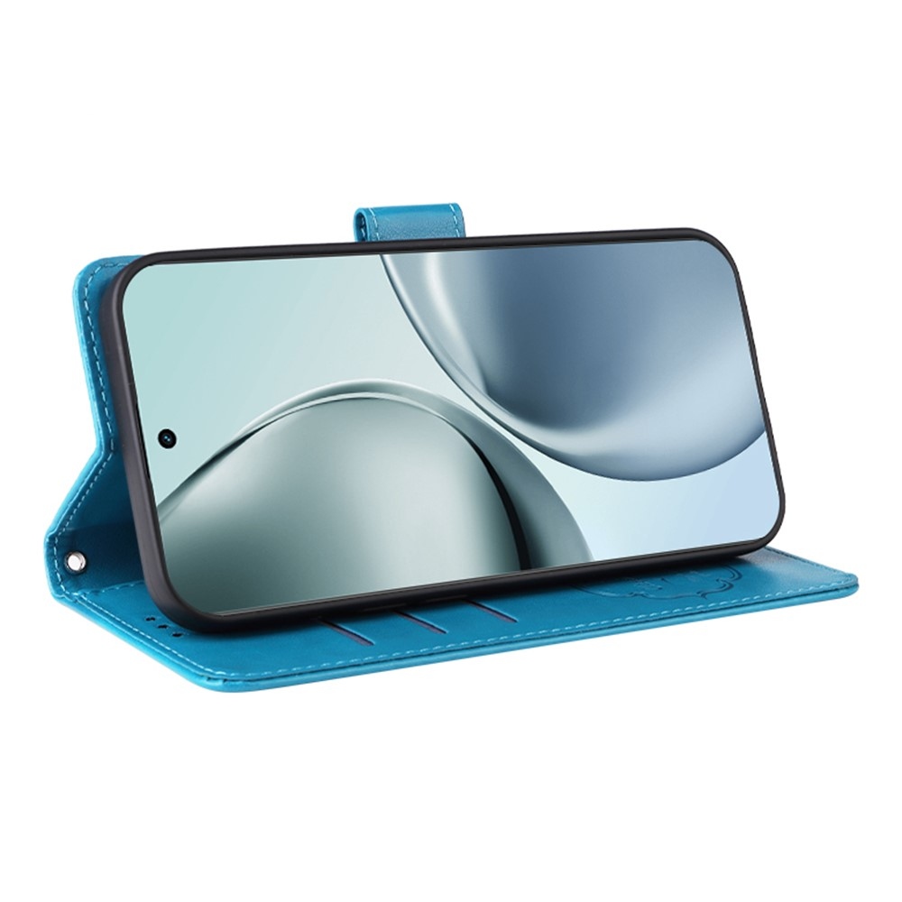 Virágos könyvtáska a Realme 14 Pro+ 5G készülékhez - kék