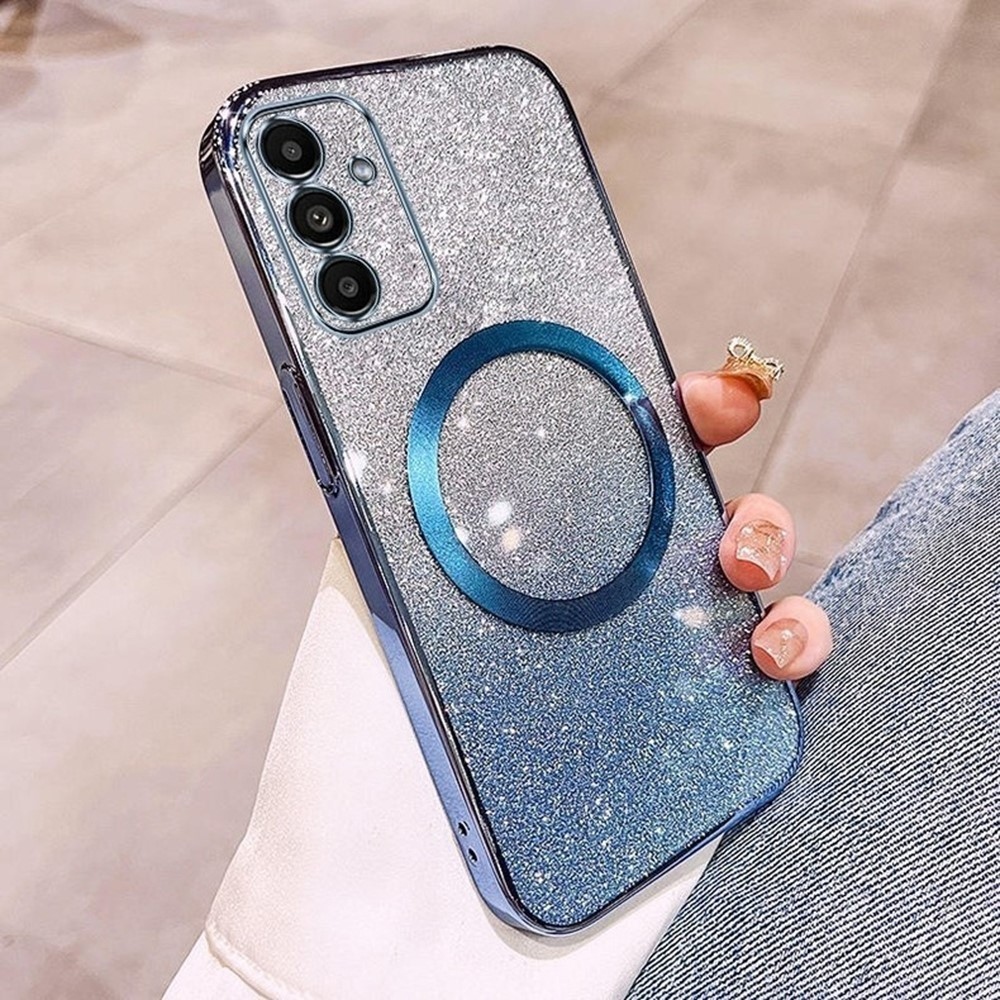 Fokozatos zselés csillogó tok MagSafe támogatással Samsung Galaxy S25+ készülékhez - kék