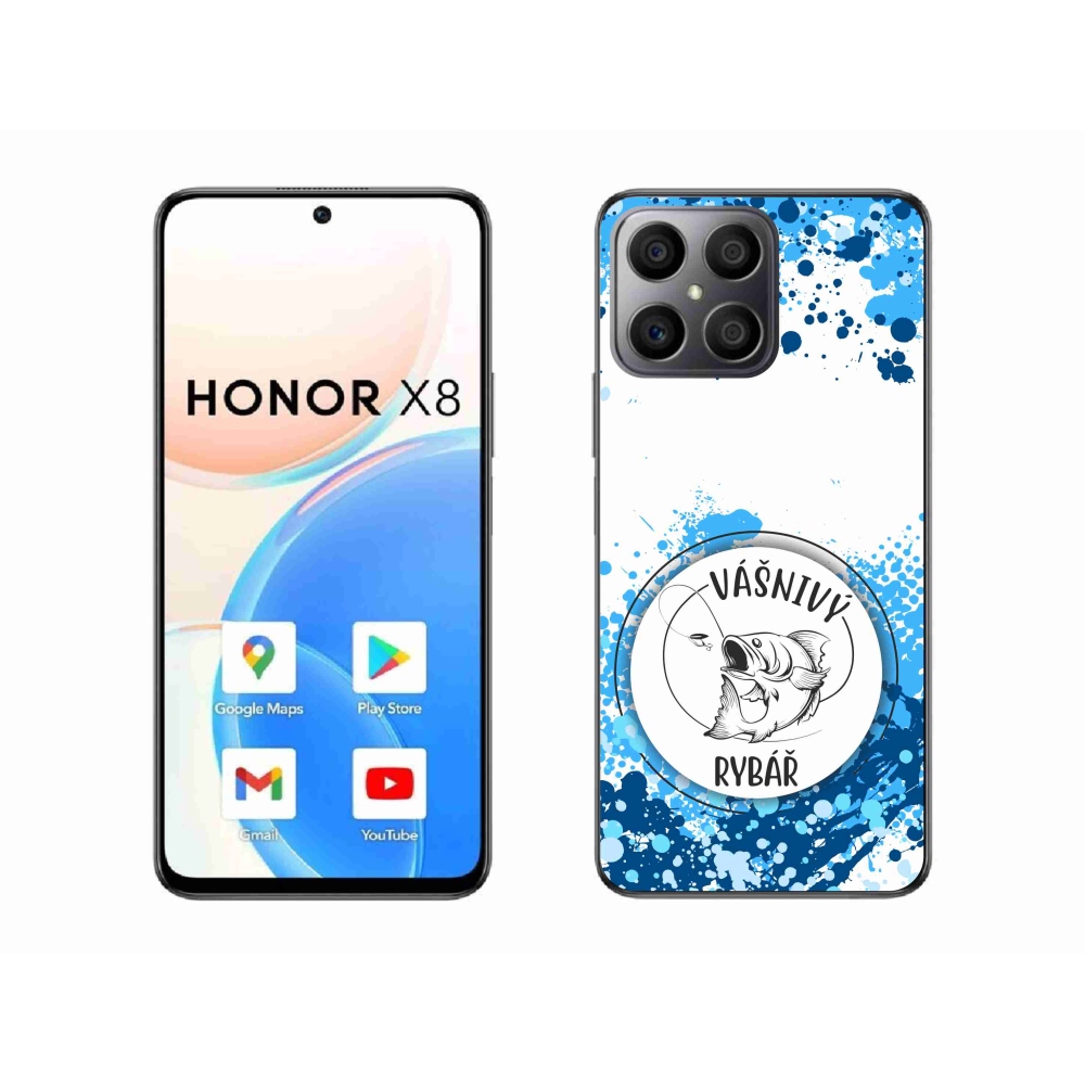 Gél borító mmCase a Honor X8 4G-hez - szenvedélyes halász fehér háttérrel