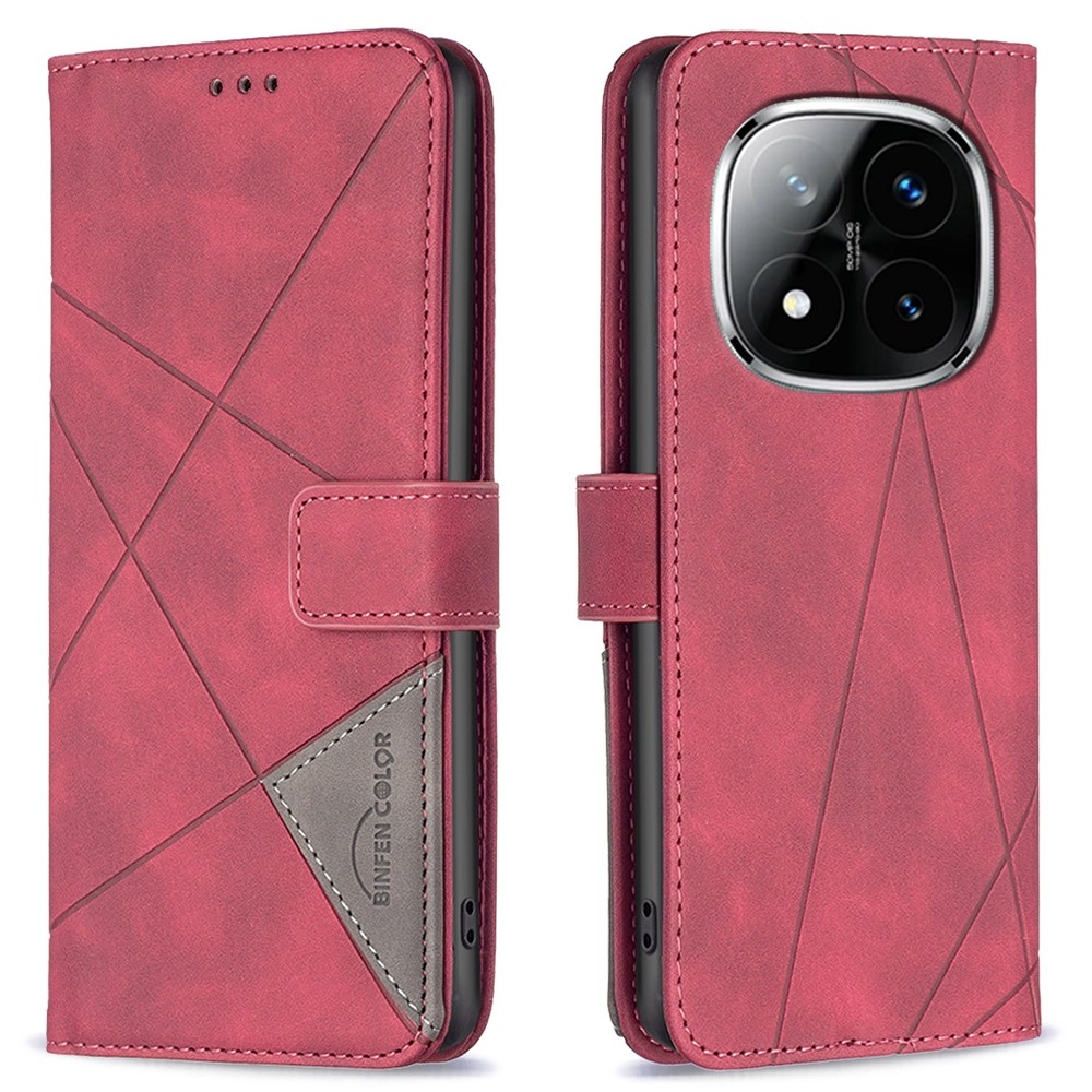 BNF háromszög alakú könyv tok Xiaomi Redmi Note 14 Pro - piros