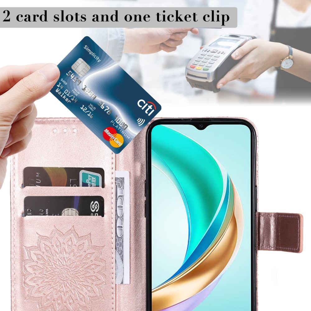 Napraforgó könyv tok Honor X6b-hez - rózsaarany