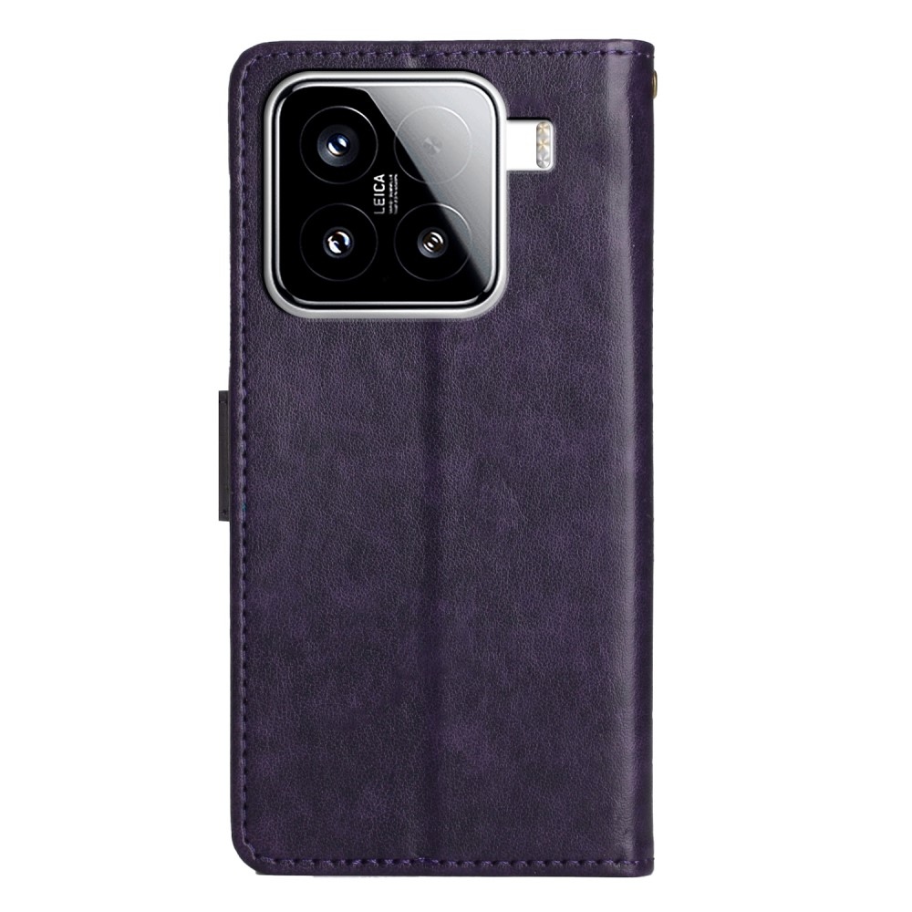 Virágok könyv tok Xiaomi 15 - sötét lila