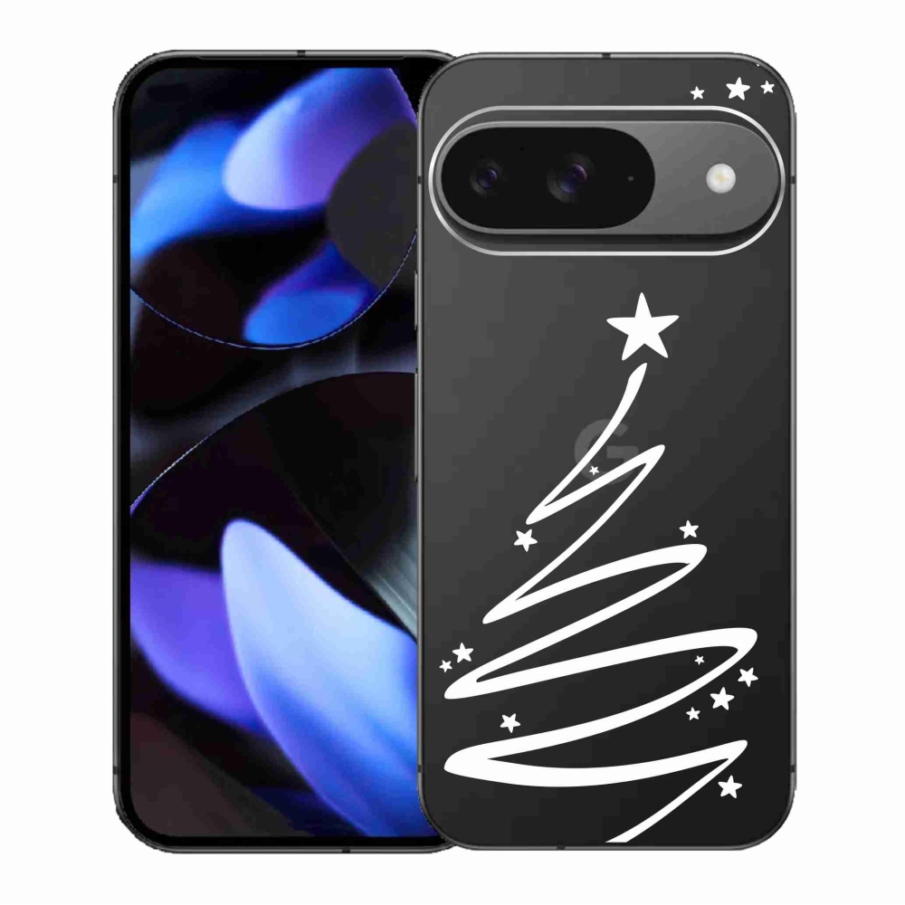 Zselés borítás mmCase a Google Pixel 9/9 Pro számára - fehér fa átlátszó háttéren