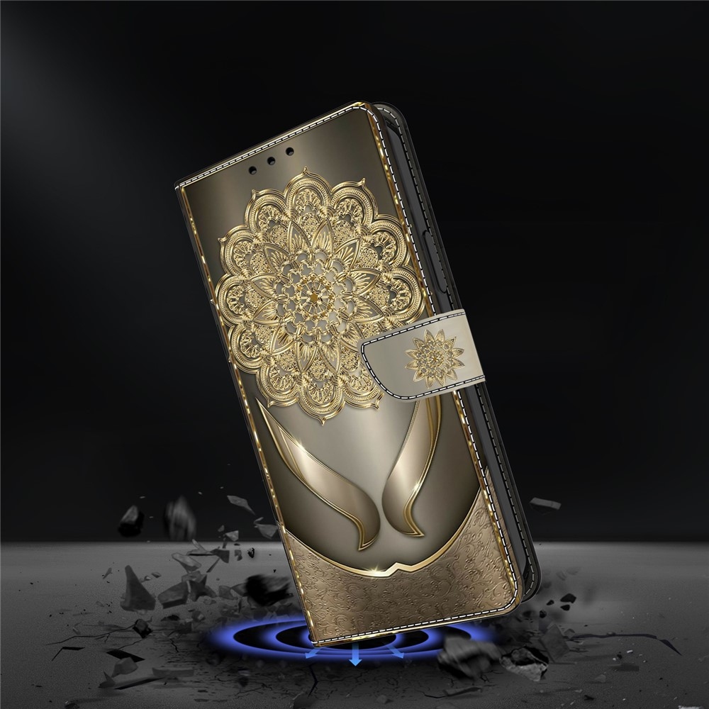 Sima könyves tok Google Pixel 10 Pro/Pixel 10 - aranyszínű virágok