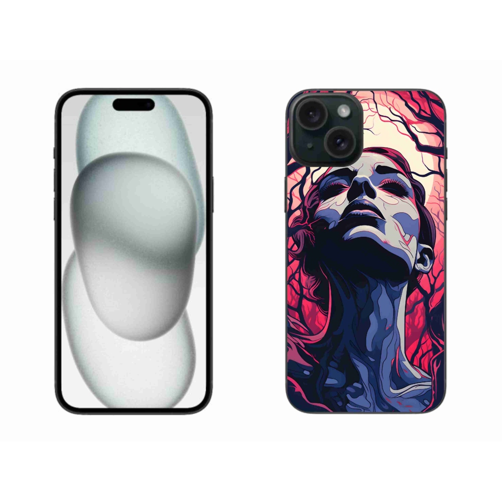 Zselés borítás mmCase iPhone 15 Plus készülékhez - absztrakt arc