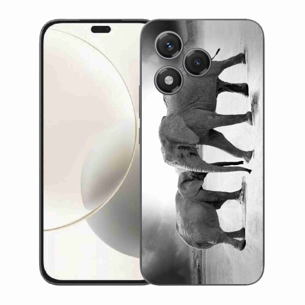 Zselés borítás mmCase a Honor 400 Lite-hoz - fekete és fehér elefántok