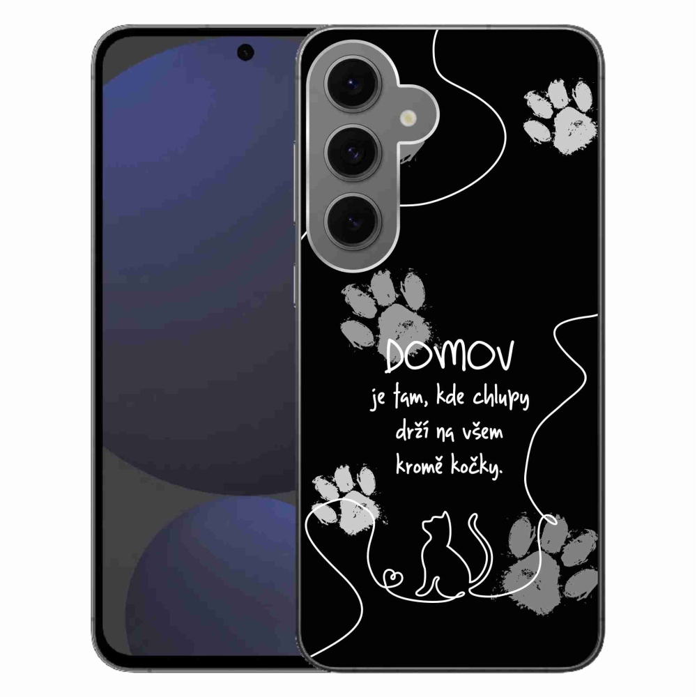 Gél borítás mmCase Samsung Galaxy S24 FE készülékhez - macska motívum fekete háttér