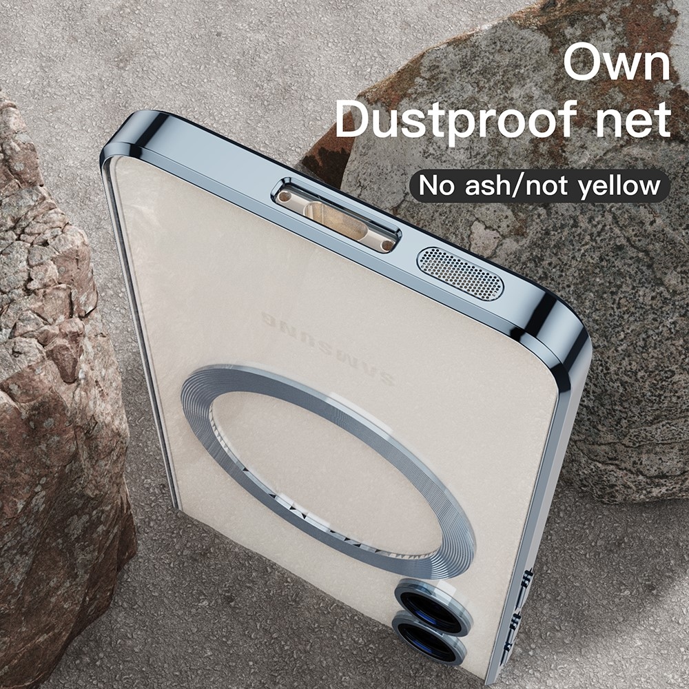 Átlátszó tok kameravédelemmel és MagSafe támogatással Samsung Galaxy S23 Ultra készülékhez - kék