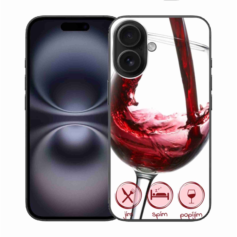 Gél tok mmCase iPhone 16-hoz - borospohár piros