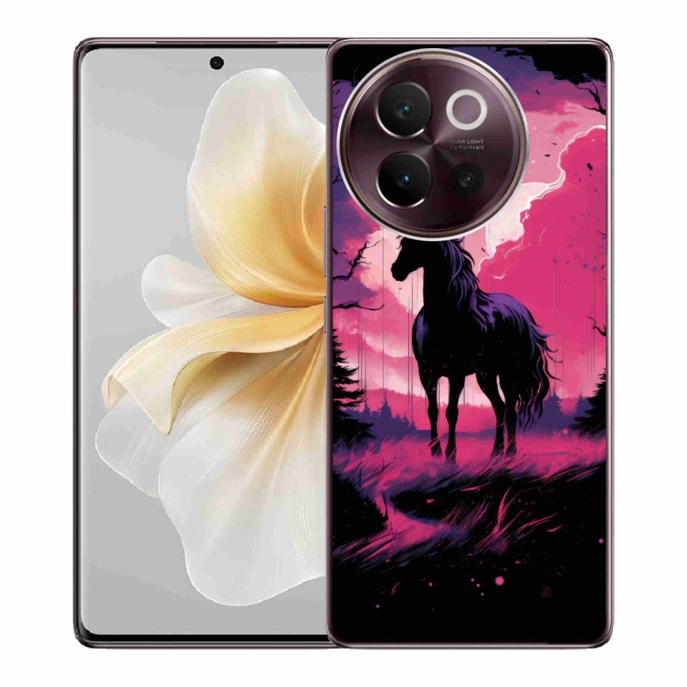 Gél borító mmCase a Vivo V40 Lite 5G - fekete rajzfilm ló 1