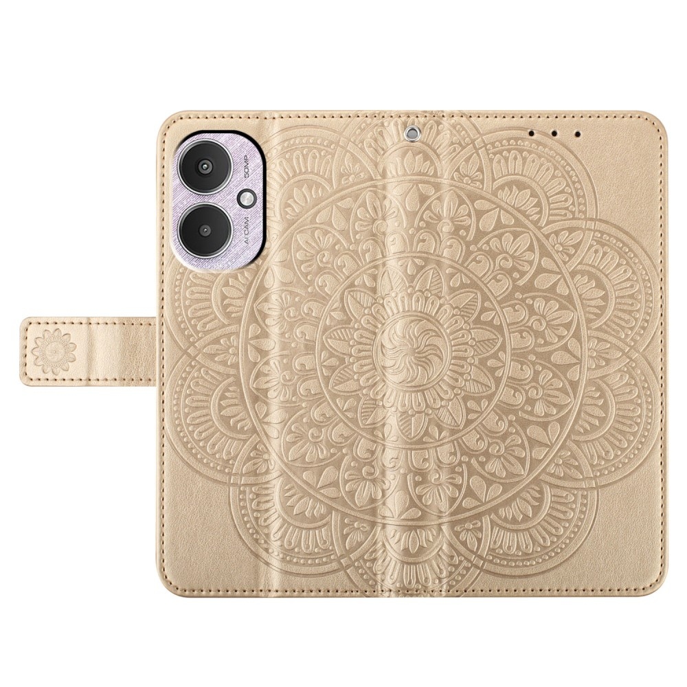 Mandala könyv tok a Xiaomi Redmi 13C 5G számára - arany színben