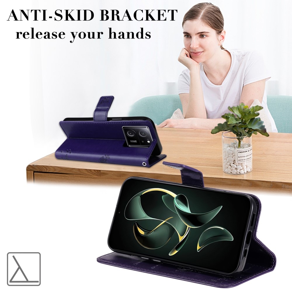 Fa könyv tok Xiaomi 13T/13T Pro - sötét lila