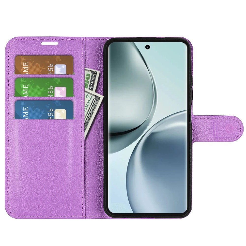 Litchi könyvtáska a Realme 14 Pro 5G készülékhez - lila