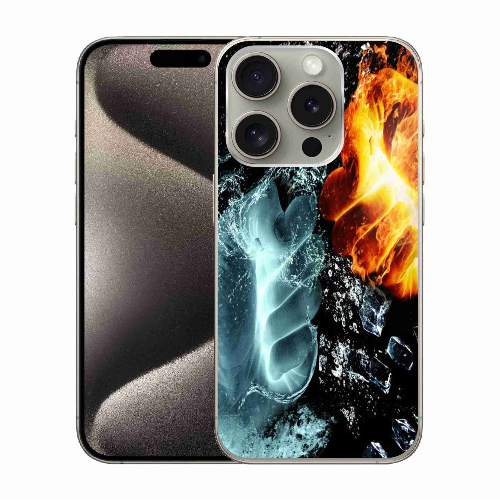Zselés borítás mmCase iPhone 15 Pro készülékhez - víz és tűz