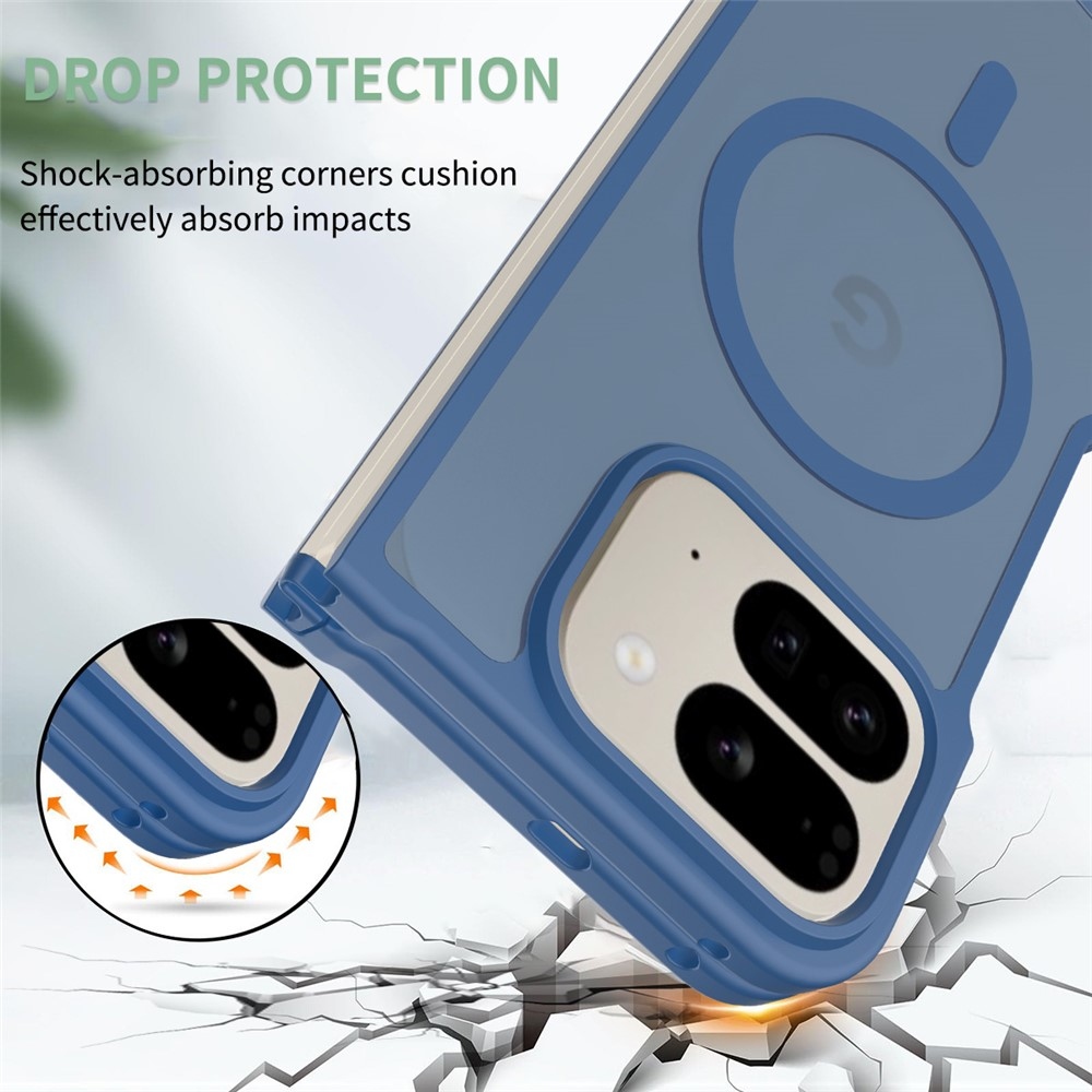 Bőr zselés tok fix hátlappal és MagSafe támogatással a Google Pixel 10 Pro Fold készülékre - kék