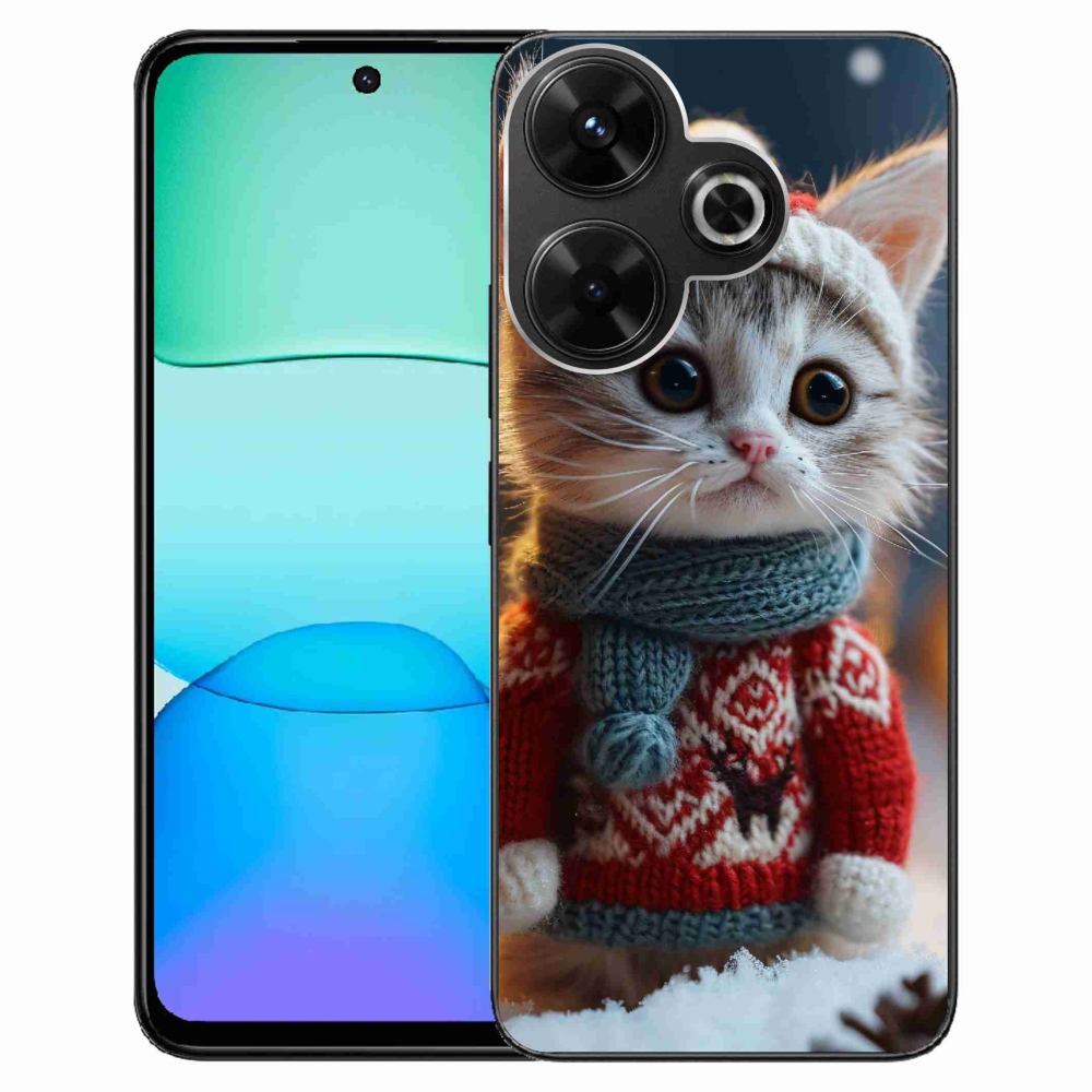 Gél borítás mmCase a Xiaomi Redmi 13 4G/Poco M6 4G számára - cica pulóverben