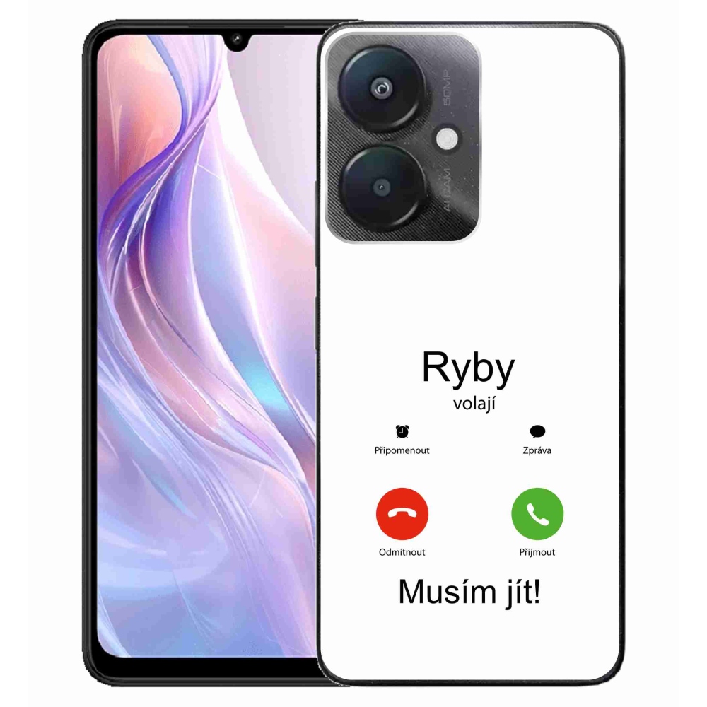 Gél borító mmCase a Xiaomi Redmi 13C 5G-hez - hal hívás fehér háttérrel