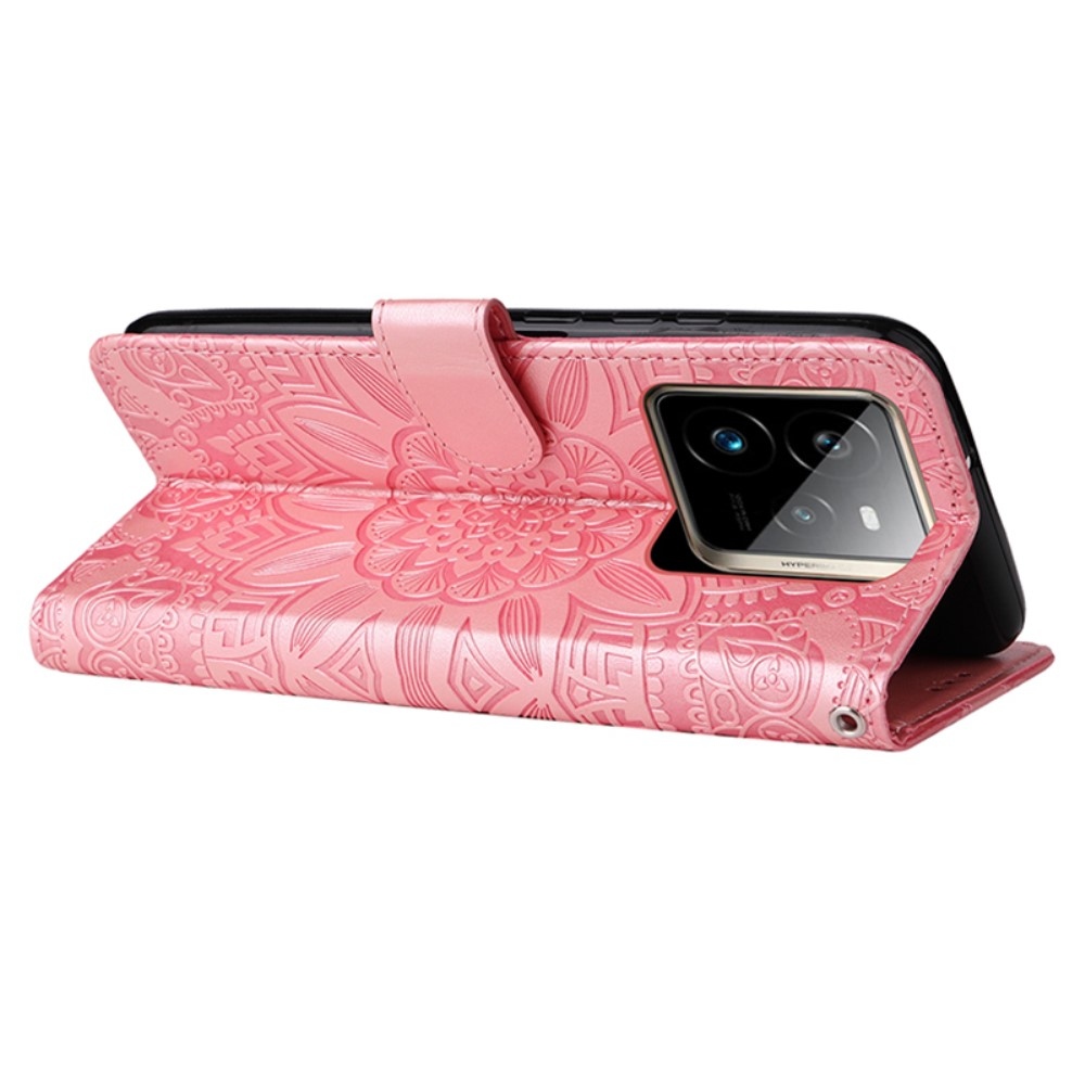 Napraforgó könyv tok a Realme GT 7 Pro 5G készülékhez - rózsaszín