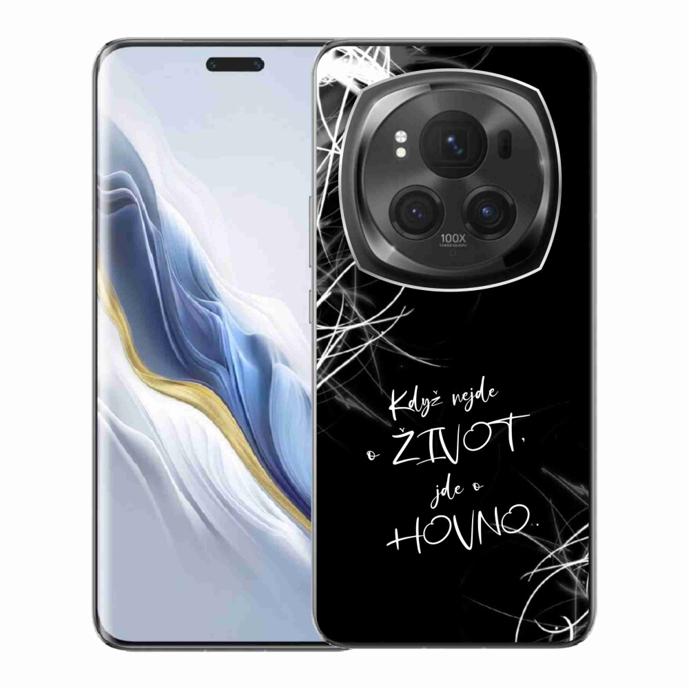 Gél borító mmCase a Honor Magic 6 Pro 5G készülékhez - vicces szöveg 16 fekete háttér