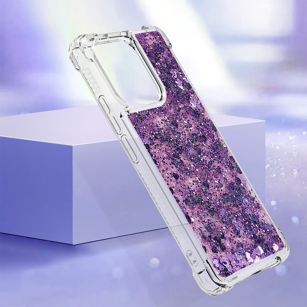 Glitter zselés homokóra tok Xiaomi Redmi Note 13-hoz - sötét lila/szív