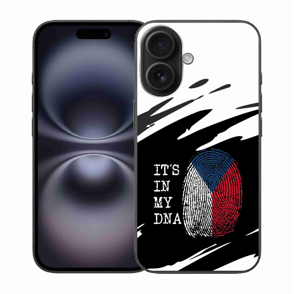 Zselés borítás mmCase iPhone 16 készülékhez - zászlós ujjlenyomat fekete és fehér háttérrel