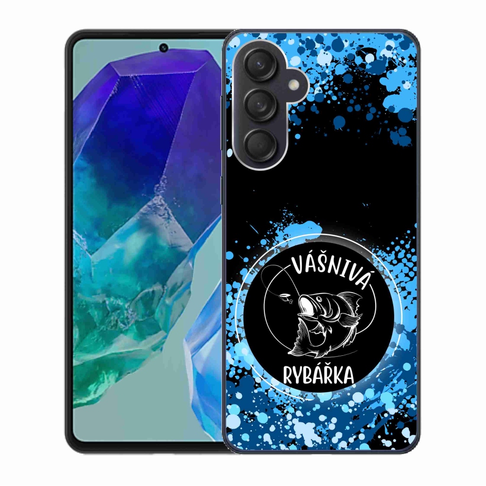 Gél borítás mmCase Samsung Galaxy M55 5G - szenvedélyes halásznő fekete háttérrel