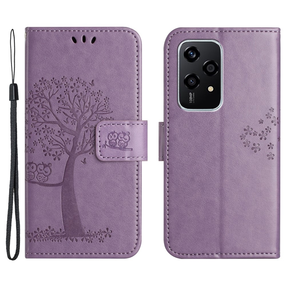 Fa könyvtáska a Honor 200 Lite 5G-hez - világos lila