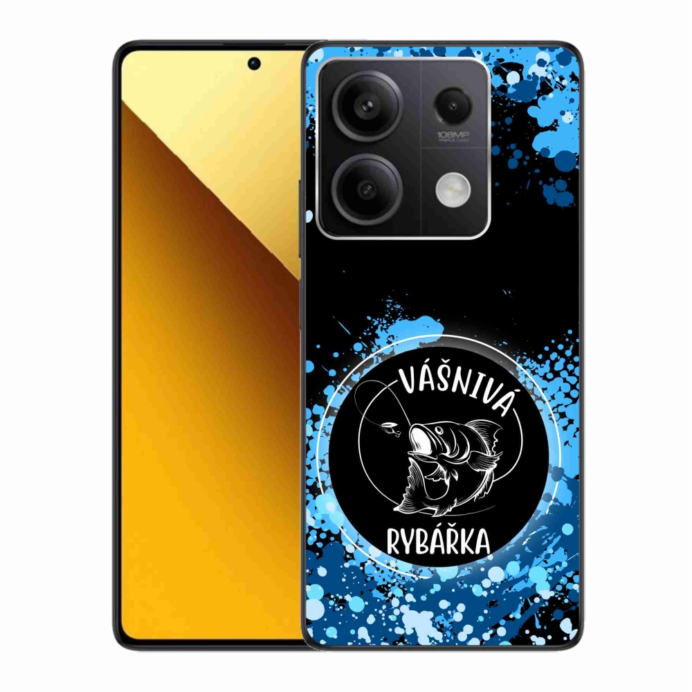 Gél borító mmCase a Xiaomi Redmi Note 13 5G számára - szenvedélyes halász fekete háttérrel