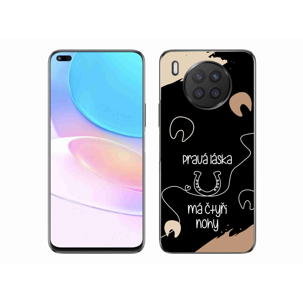 Zselés borító mmCase a Honor 50 Lite készülékhez - ló motívum fekete háttérrel