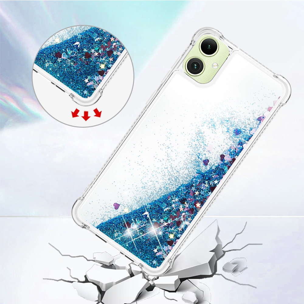 Glitter homokóra zselés tok Samsung Galaxy A07 4G - kék/szívek