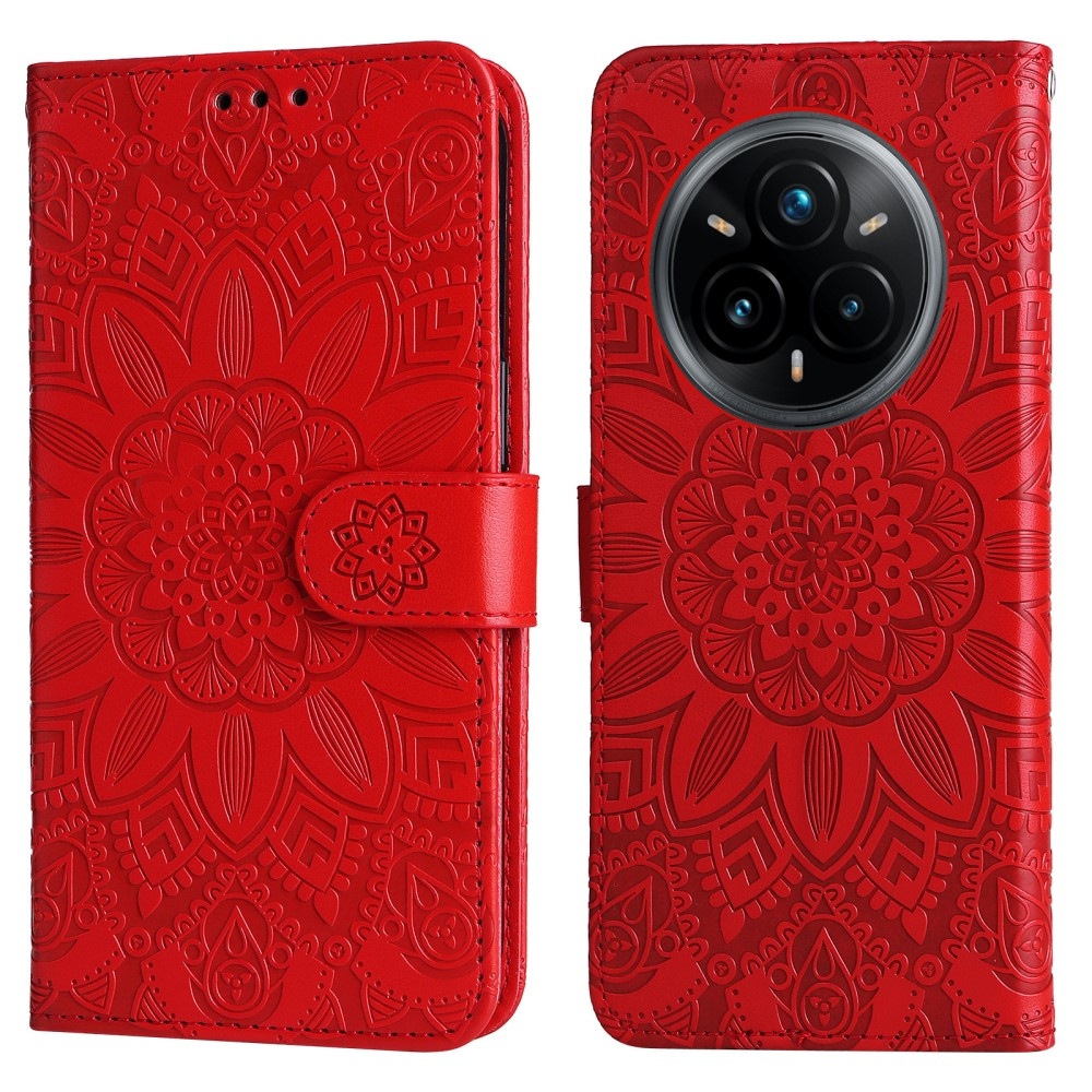 Napraforgó könyvtáska a Realme 14 Pro+ 5G készülékhez - piros