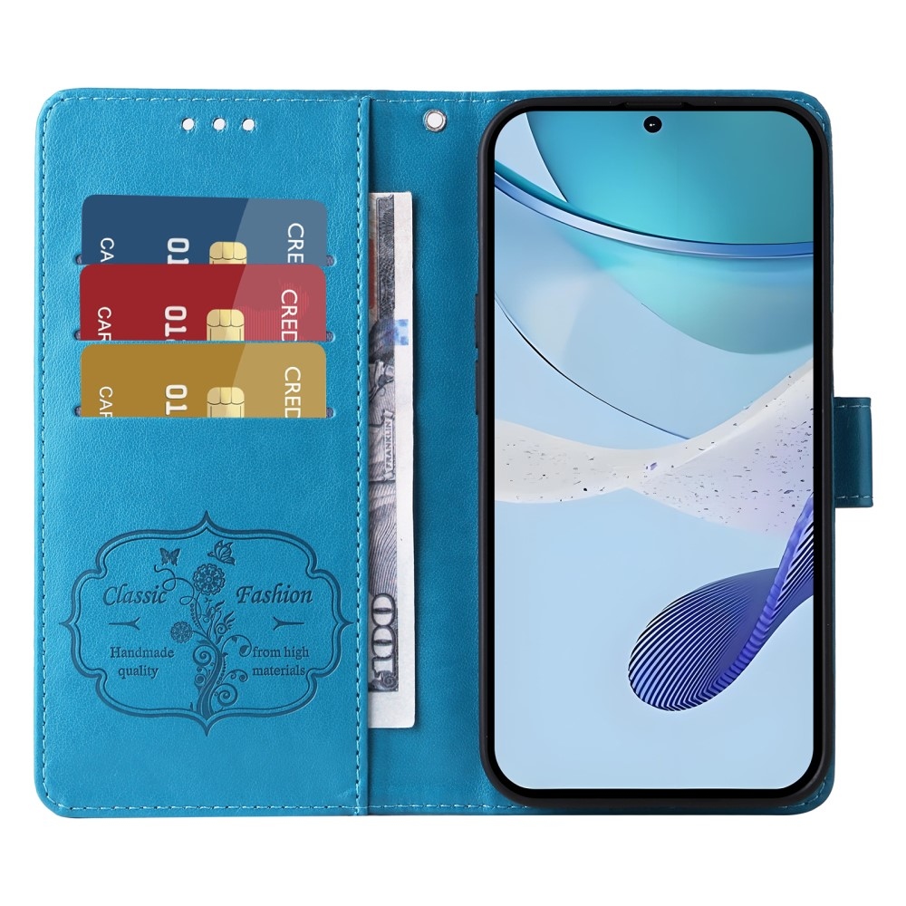 Virágos könyvtáska a Realme 14x 5G/Realme C75 készülékhez - kék