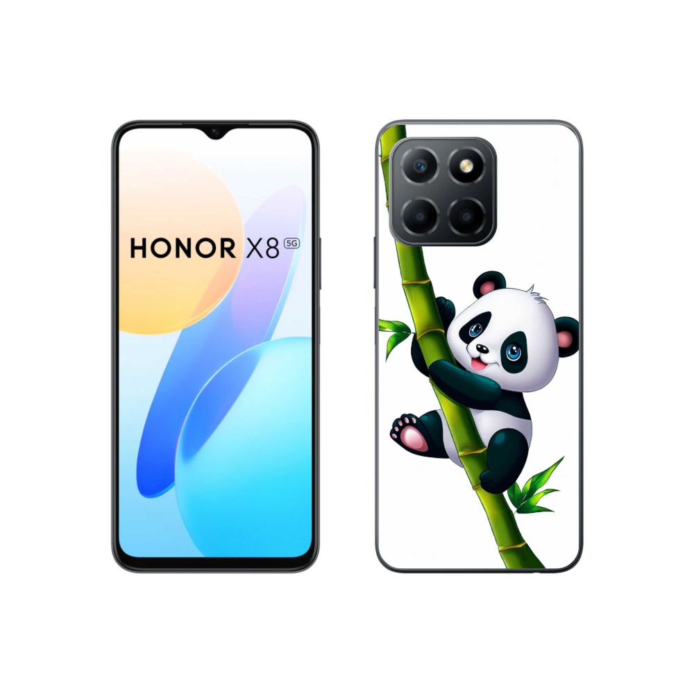 Zselés borítás mmCase a Honor X8 5G/70 Lite 5G számára - panda a bambuszon