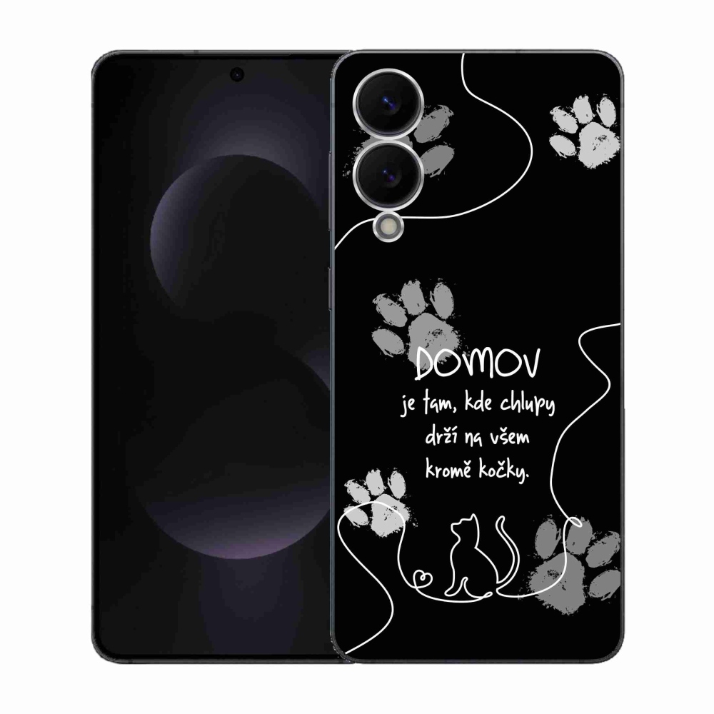 Gél borító mmCase Samsung Galaxy S25 Edge készülékhez - macska motívum fekete háttér