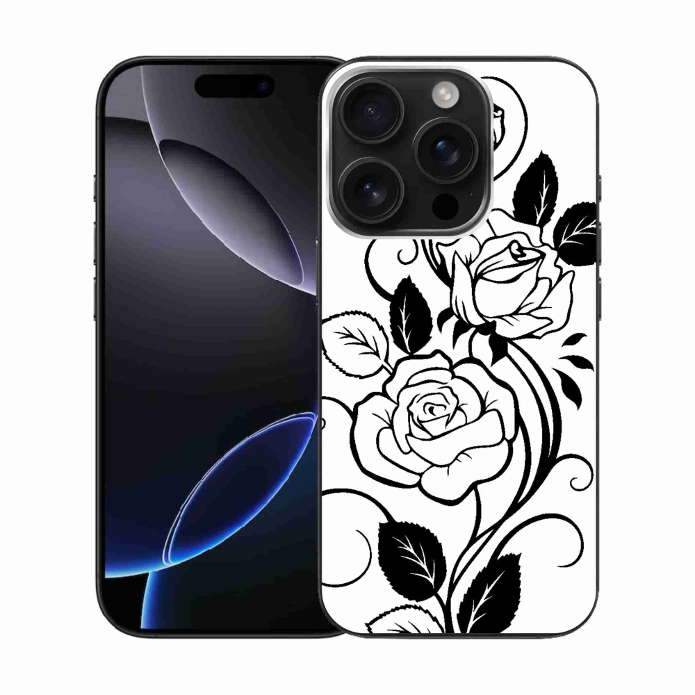 Zselés borítás mmCase iPhone 16 Pro készülékhez - fekete és fehér rózsa