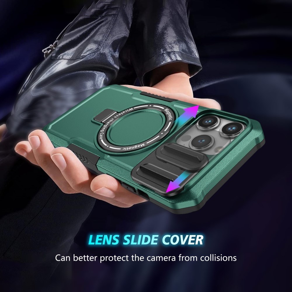 Katonai strapabíró védőburkolat MagSafe-vel iPhone 14 Pro Max készülékhez - sötétzöld