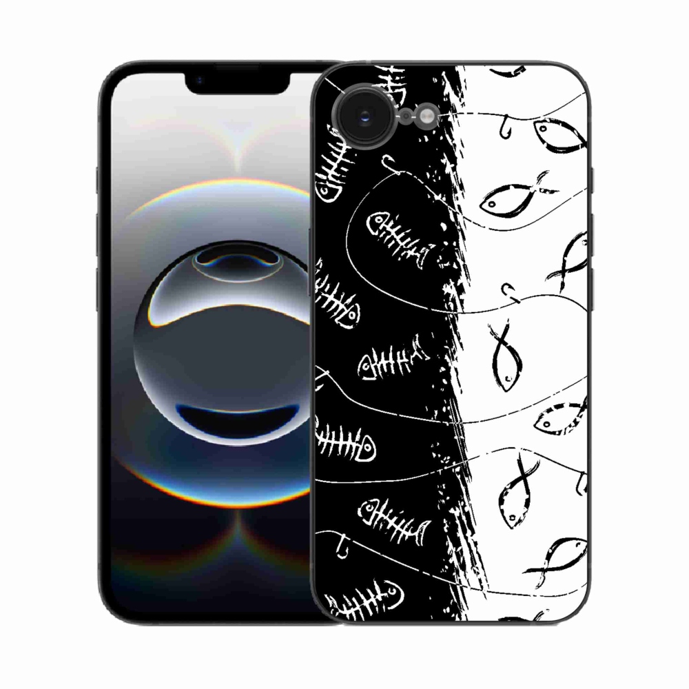 Zselés borítás mmCase iPhone 16e készülékhez - csontvázak és halak