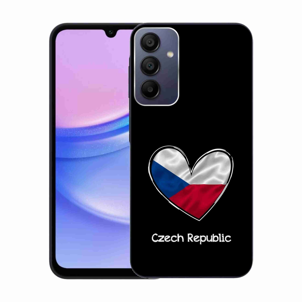 Gél védőhuzat mmCase Samsung Galaxy A15 4G/5G - zászlós szív fekete háttérrel