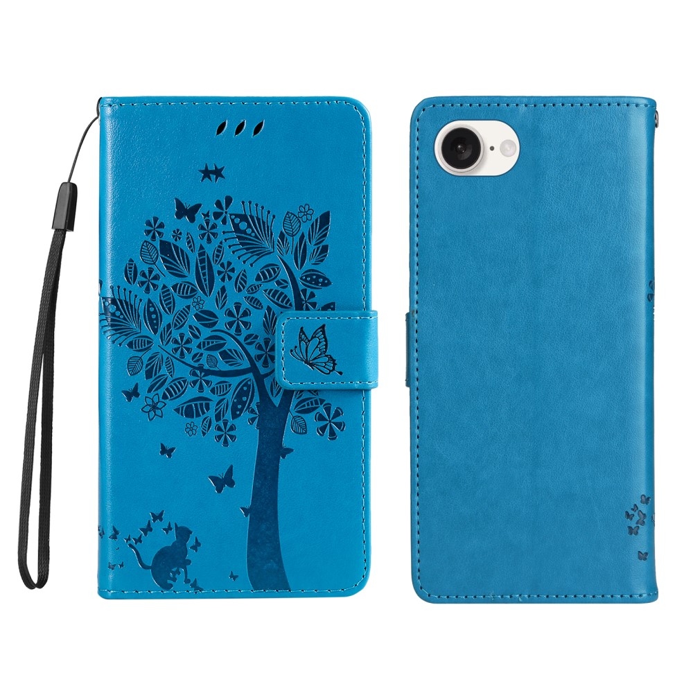 Fák könyvtáska iPhone 16e készülékhez - kék