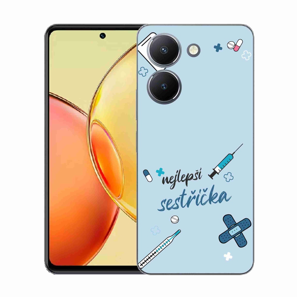 Gél borító mmCase a Vivo Y36-on - a legjobb kishúg kék háttérrel