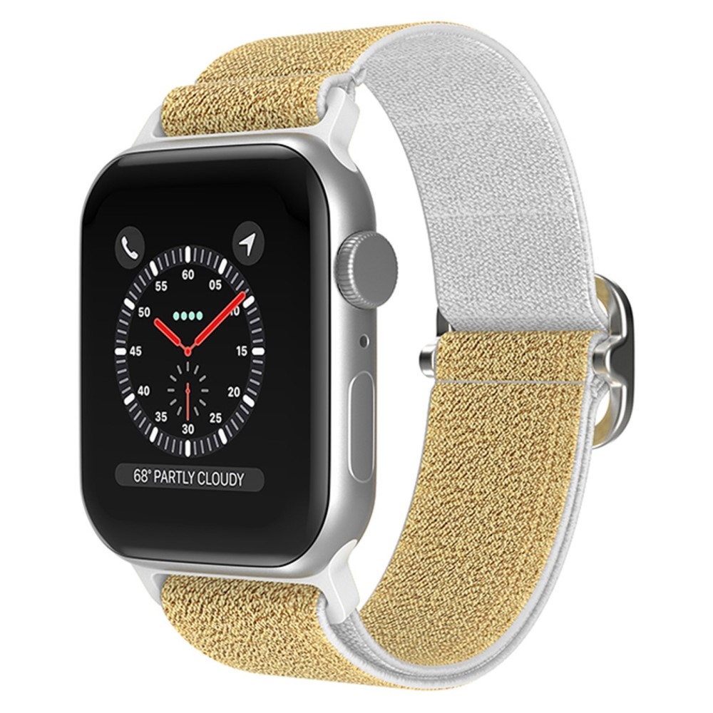 Dekor nejlon szíj Apple Watch Ultra/Ultra 2 49mm/SE/SE 2022/2023 44mm/9/8/7 45mm/6/5/4 44mm/3/2/1 42 mm-es Apple Watch Ultra/Ultra 2 órához - arany/fehér
