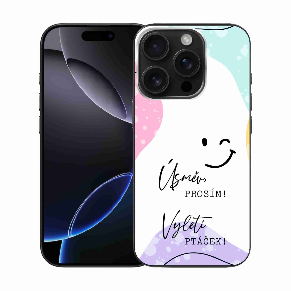 Gél borítás mmCase iPhone 16 Pro készülékhez - vicces szöveg 4 fehér háttér