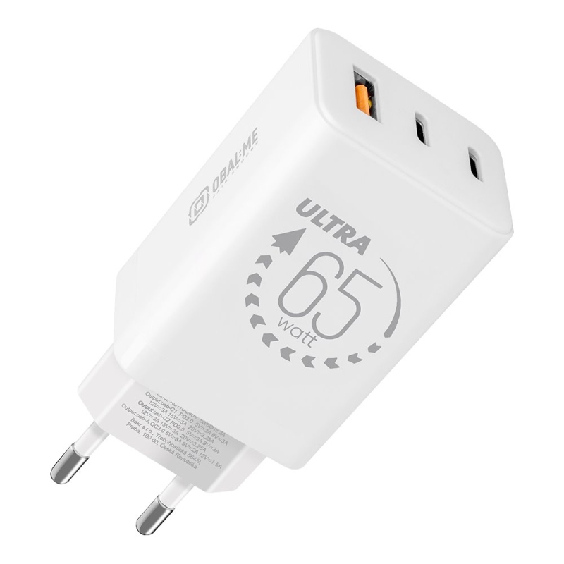 Csomag:ME GaN utazási töltő USB-A + 2xUSB-C 65W Fehér