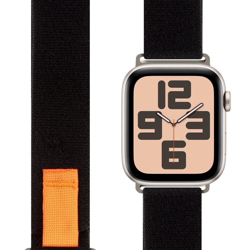Csomag:ME textil szíj Apple Watch 42-49mm M-L fekete/narancs színű órához