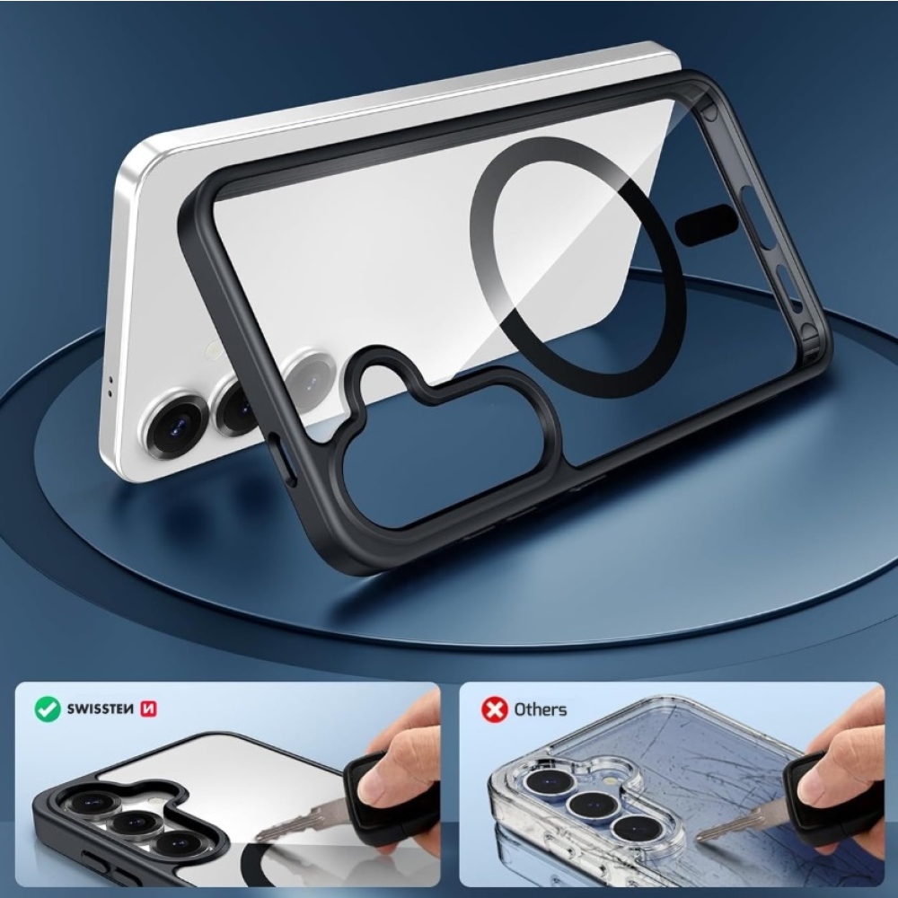 Borító SWISSTEN Clear Jelly MagStick Metallic Samsung Galaxy S26 készülékhez - fekete