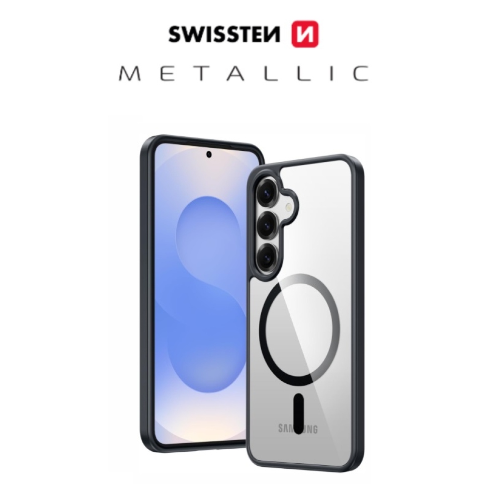 Borító SWISSTEN Clear Jelly MagStick Metallic a Samsung Galaxy S26+ készülékhez - fekete