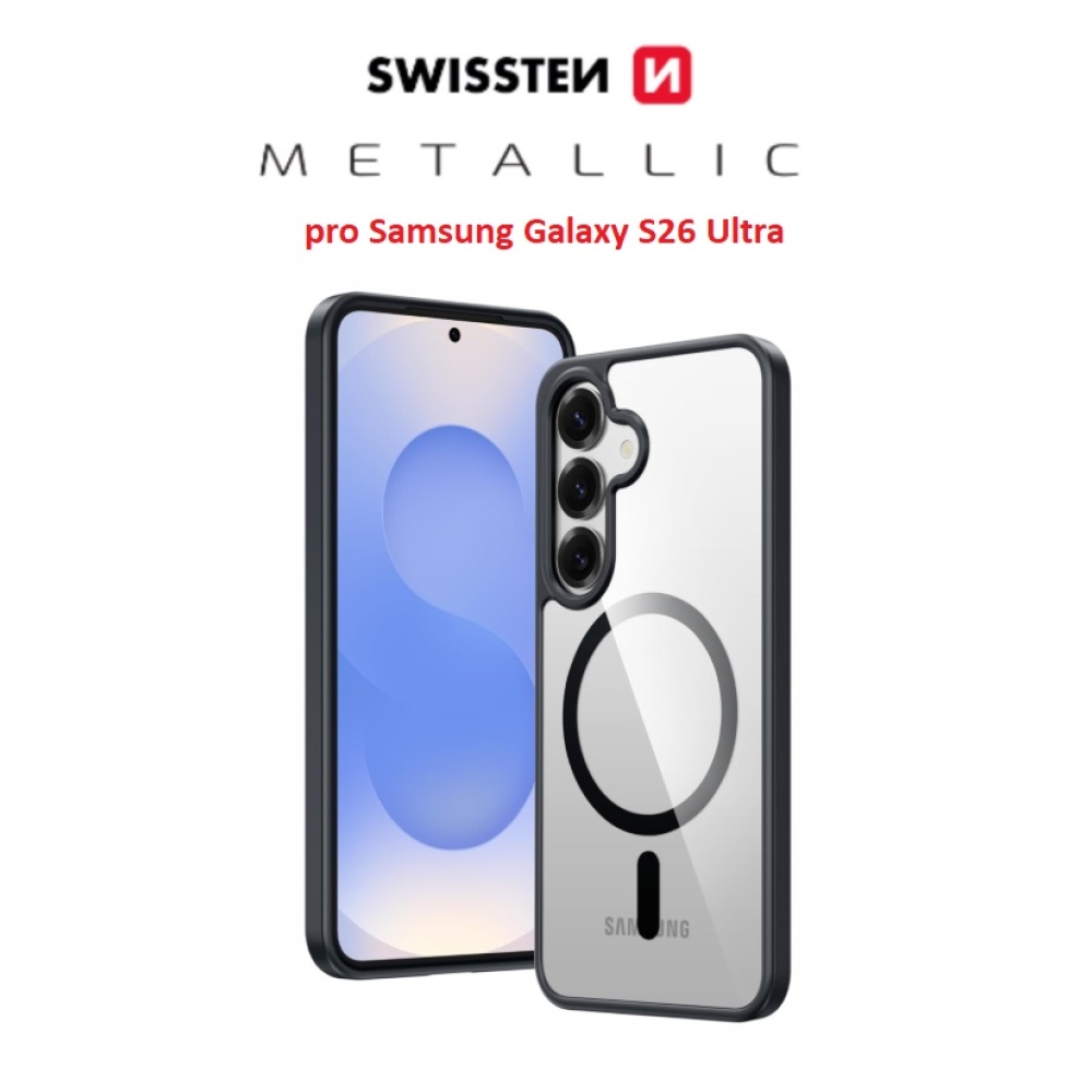 Borító SWISSTEN Clear Jelly MagStick Metallic a Samsung Galaxy S26 Ultra számára - fekete