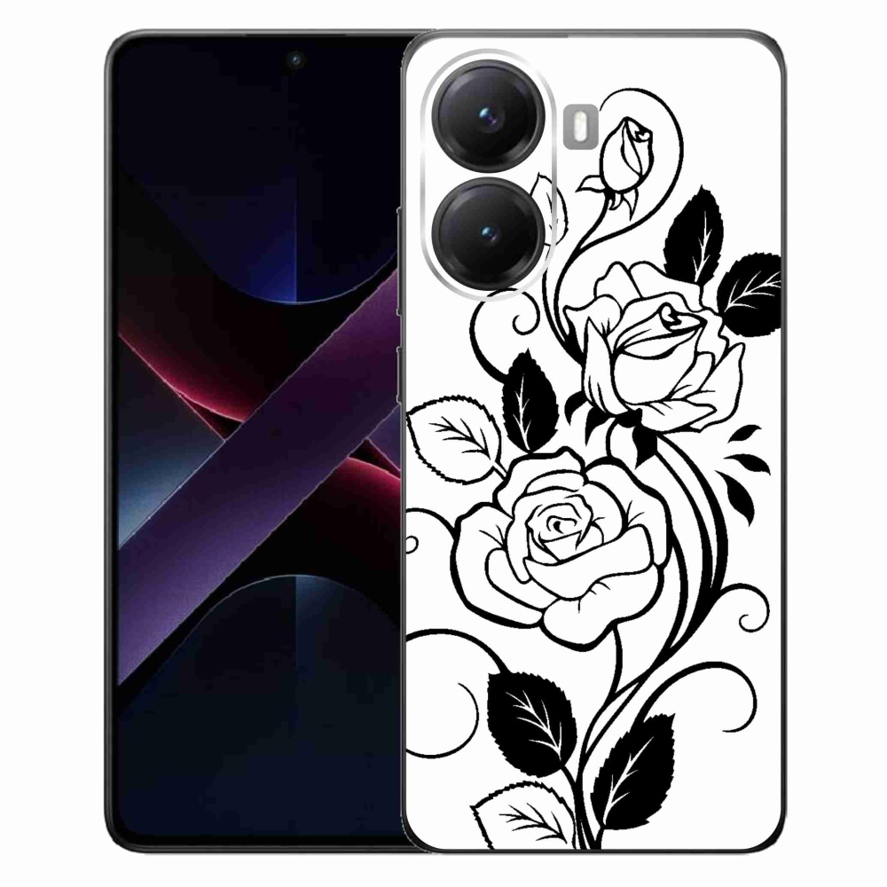 Gél borítás mmCase a Xiaomi Poco X7 Pro 5G számára - fekete és fehér rózsa