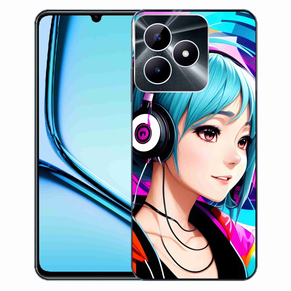 Gél borító mmCase a Realme Note 50 készülékhez - lány fejhallgatóval
